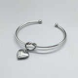 Heart Charm Cuff Bangle