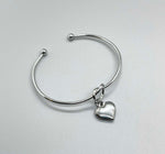 Heart Charm Cuff Bangle