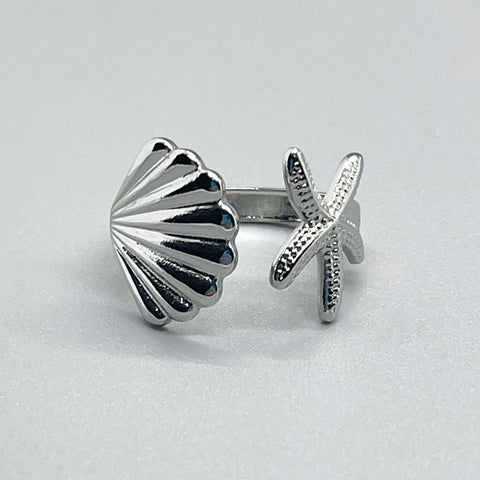 Starfish & Shell Cuff Ring