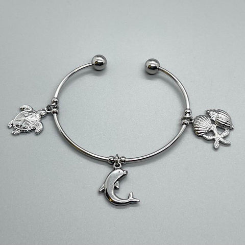 Sea Life Charm Bangle Bracelet